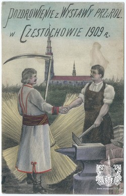 Pozdrowienie z Wystawy Przemysłu i Rolnictwa w Częstochowie 1909r. Wydawnictwo B-ci Rzepkowicz. Warszawa (seria I)